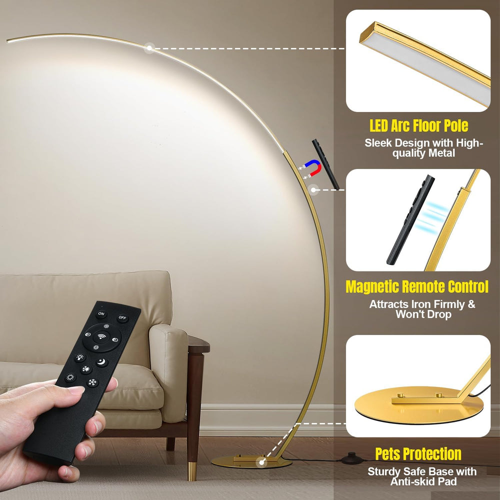 Dimmable LED Floor Lamp with 3 Color Temperatures, Ultra Bright 2000LM Gold A...