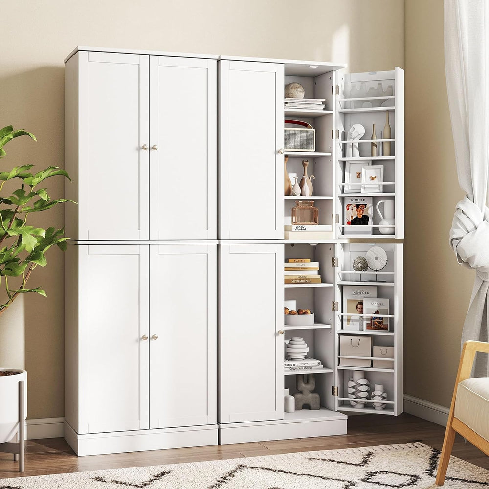 Byroce 65.5” Kitchen Pantry Cabinet, Storage Cabinet with 4 Doors & 8-Tie...
