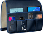 TV Remote Control Holder Couch Caddy, Non-slip Bedside Caddy Organizer with 5 Pockets for Key Glasses Phone Magazine Holders
