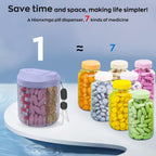 Pill Dispenser with 7 Large Compartments, 4.4" H x 3.6" Dia Pill Organizer for Travel, Supplement Organizer with Anti-Mixing Design, BPA-Free Pill Container with 20 Pcs Labels, Purple