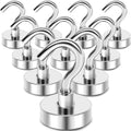 MIKEDE Magnetic Hooks Heavy Duty, 30Lbs Neodymium Magnets with Hooks for Refrigerator, 10Pcs Strong Cruise Hooks for Hanging, Magnetic Hanger for Grill, Toolbox, Storage