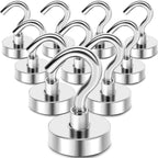 MIKEDE Magnetic Hooks Heavy Duty, 30Lbs Neodymium Magnets with Hooks for Refrigerator, 10Pcs Strong Cruise Hooks for Hanging, Magnetic Hanger for Grill, Toolbox, Storage