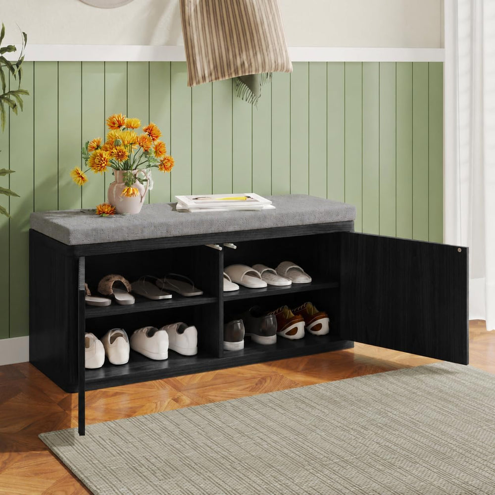 Entryway Shoe Storage Bench with 2" Cushion, 37.4" Small Bench with...