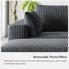 108" Cloud Couch Modular Sectional Sofa for Living Room,L Shaped Boneless Couch with Deep Seat Chaise,No Assembly Required Foam Sleeper Sofa for Apartments,Plush Corduroy Fabric, Dark Gray