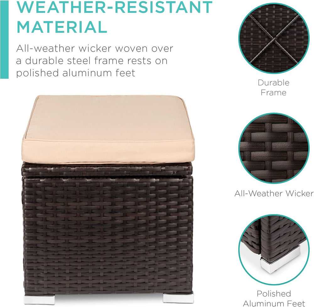 Best Choice Products Set of 2 Wicker Ottomans, Multipurpose Outdoor Furniture...