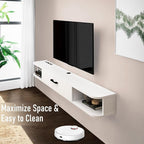 Floating TV Unit, 47'' Wall Mounted TV Cabinet, Floating Shelves with Door, Modern Entertainment Media Console Center Large Storage TV Bench for Living Room & Office (47.24IN, White)
