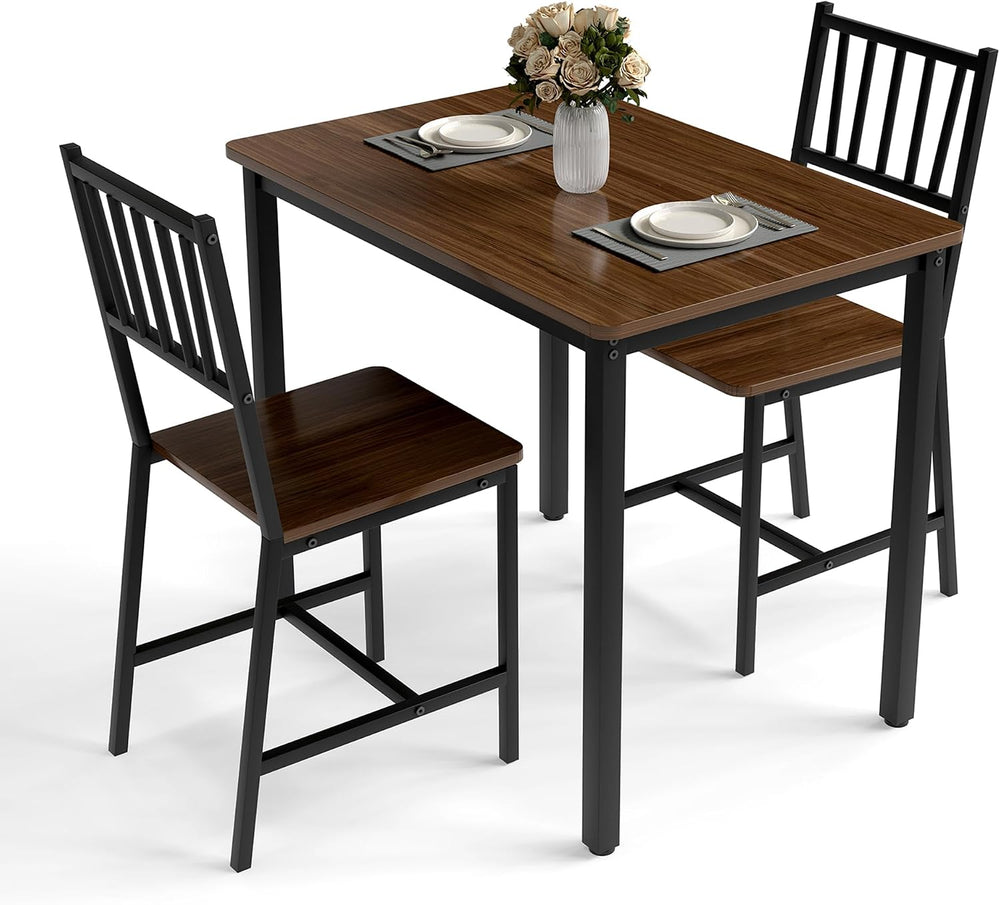 3-Piece Dining Table Set for 2, Space-Saving Kitchen Table Set for Small Spac...