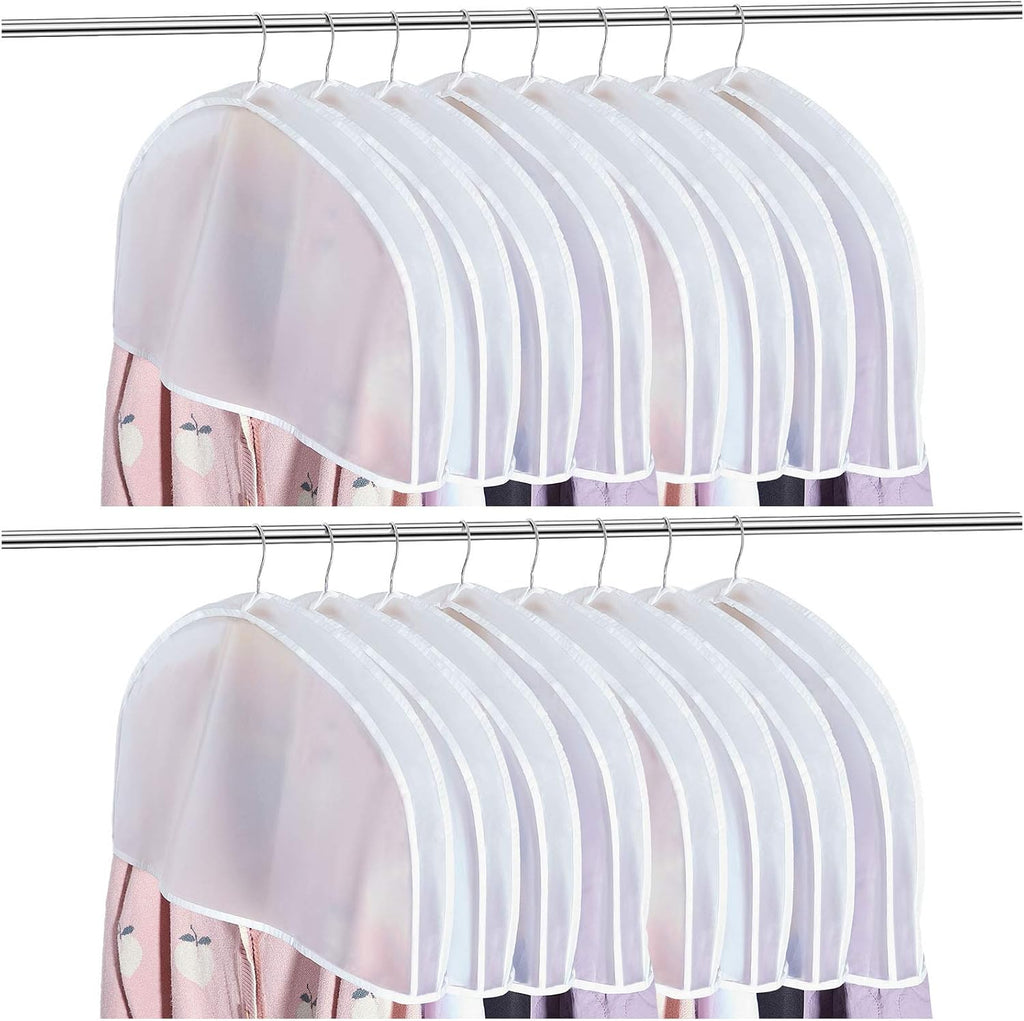 Patelai 24 Pcs 2" Gusseted Shoulder Covers for Hanging Clothes 24" x 12" Plastic Garment Dust Covers Protectors for Closet Storage Suit, Coats, Jackets, Dress Closet Storage(Translucent)