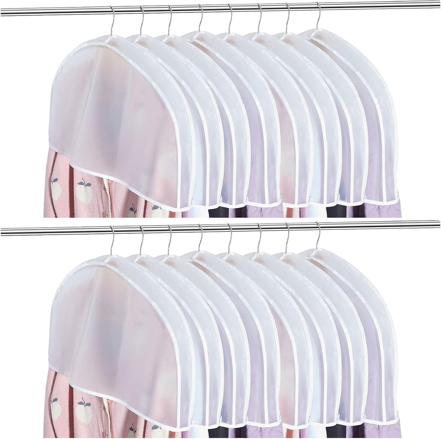 Patelai 24 Pcs 2" Gusseted Shoulder Covers for Hanging Clothes 24" x 12" Plastic Garment Dust Covers Protectors for Closet Storage Suit, Coats, Jackets, Dress Closet Storage(Translucent)