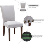 COLAMY Upholstered Parsons Dining Chairs Set of 4, Fabric Dining Room Kitchen Side Chair with Nailhead Trim and Wood Legs - Light Grey