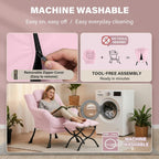 Lazy Chair with Ottoman,Comfy Accent Living Room Chair with Footrest Set | Removable & Machine-washable Cover,Reading Chair with Armrests,Upholstered Lounge Chair for Bedroom,Dorm,Office,Small Space