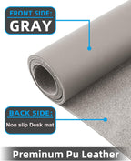 Leather Desk Pad Protector,Large Mouse pad,Office Desk mat,Laptop Mat for Desk, Non-Slip PU Leather Desk Blotter,Waterproof Desk Writing Pad for Office/Home(35"x17",Light Grey)
