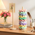 2 Pcs Scrunchie Holder Stand Hair Tie Organizer Vertical 15-20 Scrunchies Hairs Accessories Organizer Display Scrunchy Wood Hair Tie Holder Storage for Women Bathroom Bedroom Decor