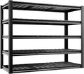 5-Tier 60”W x 24”D x 72”H Garage Shelving Storage Shelves 3000LBS Heavy Duty Metal Shelf Adjustable Rack Units Suitable for Garage Basement Warehouse Utility Shelves (Black)