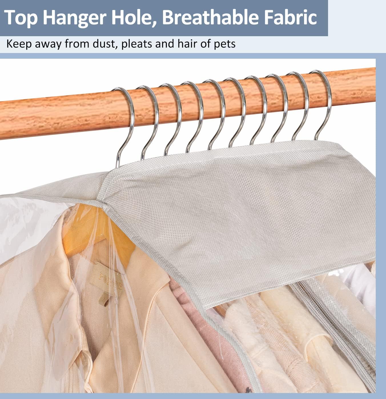 Sleeping Lamb 10" Gussetes Clear Garment Bags for Hanging Clothes Storage 50" Dress Bags for Closet Storage Coat Cover for Suits, Sweater, Jacket(3 Packs)