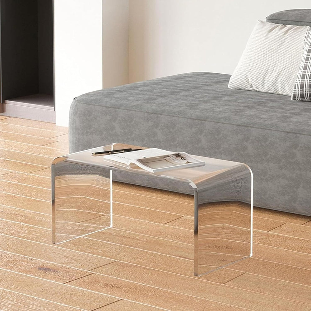 Acrylic C-Shaped End Table, Clear Side Tables for Living Room, Coffee/Drink/F...