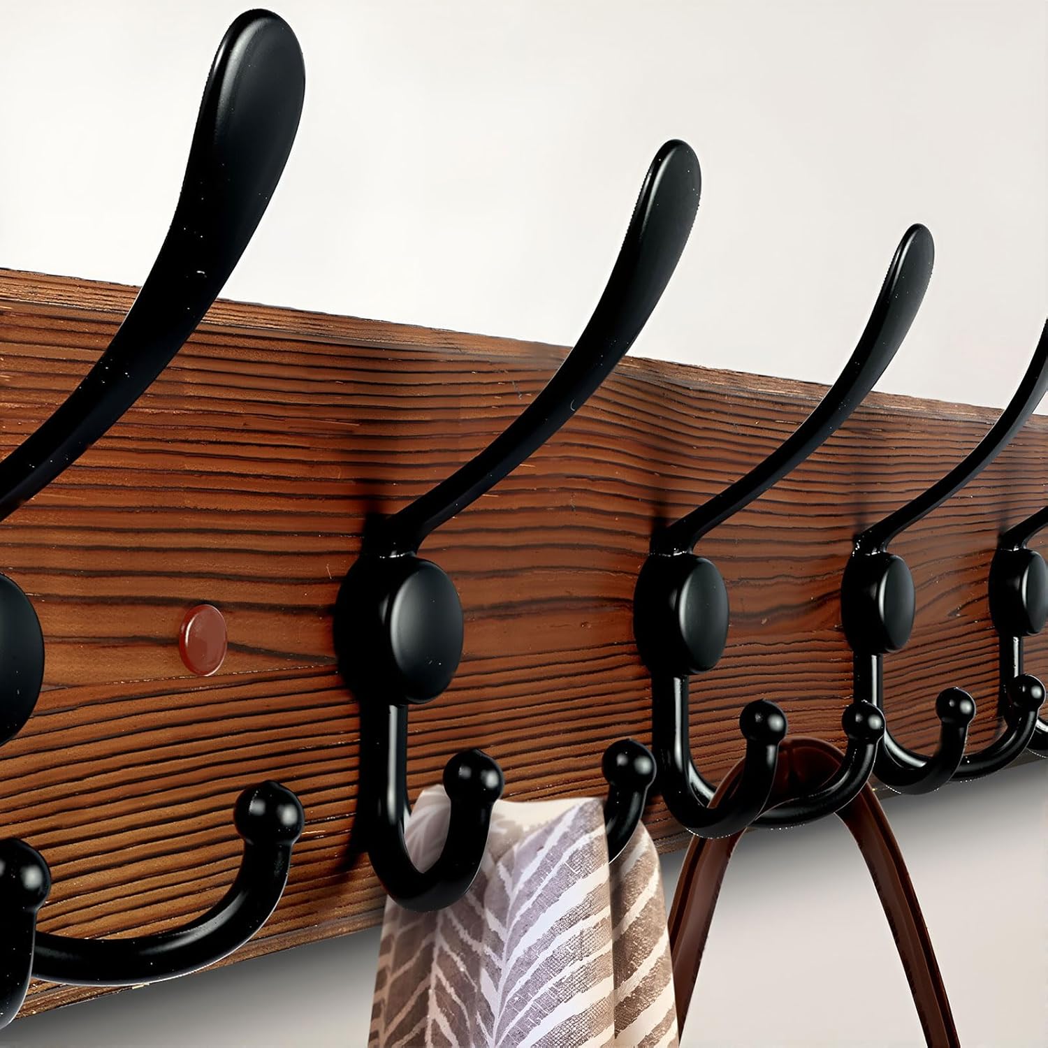 Large Coat Rack Wall Mount 38.6'' Rustic Wood Coat Rack Hook Long Coat Hooks Wall Mount Farmhouse Wall Hooks for Hanging Coat, Bags, Towels
