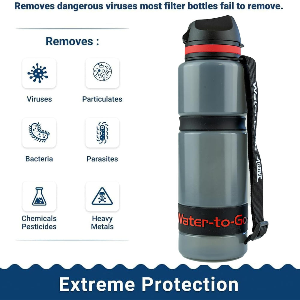 Water-to-Go Active Water Purifier Bottle, 26oz (Red)