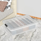 3 Packs 50 Liter Under Bed Storage Container with Wheels, Plastic Clear Under the Bed Organizer Bins with Lids