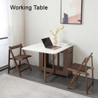 Foldable Space Saving Dining Table Extendable, Folding Dining Table with Storage and Wheels 2-Layers, Versatile Drop Leaf Table Modern for Living Room, Kitchen, RV Campers (Walnut)