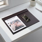 KINGFOM 18''x14'' Large Rectangle A3 Desk Writing & Drawing Desk Pad &Board Table Protector Mat with Paper Clip on Top Brown