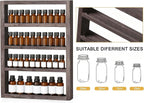 ETELI Essential Oil Storage Rack 4 Tier Wall Mounted Wooden Display Shelf Holder Nail Polish Organizer with Groove Inside for Bedroom Bathroom Powder Room, Rustic Brown