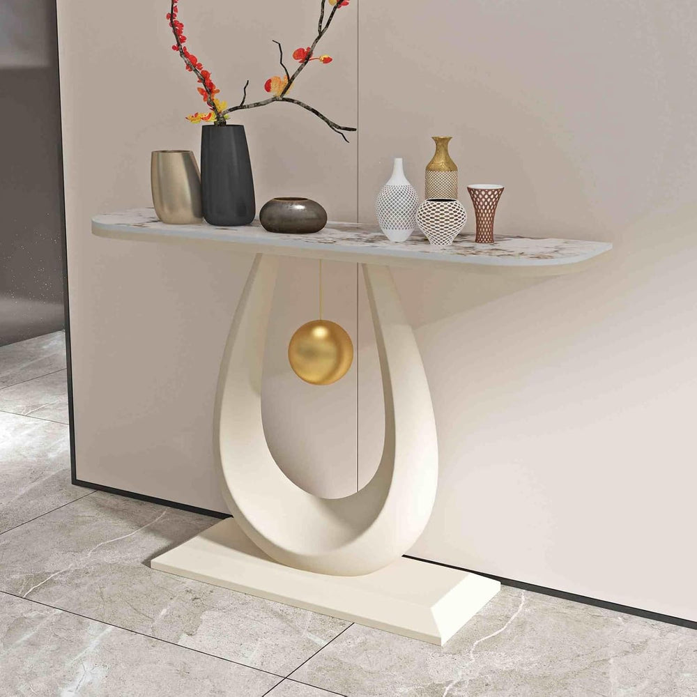 Console Table Decor Entryway Marble Scalloped Tables Behind,Console Table wit...