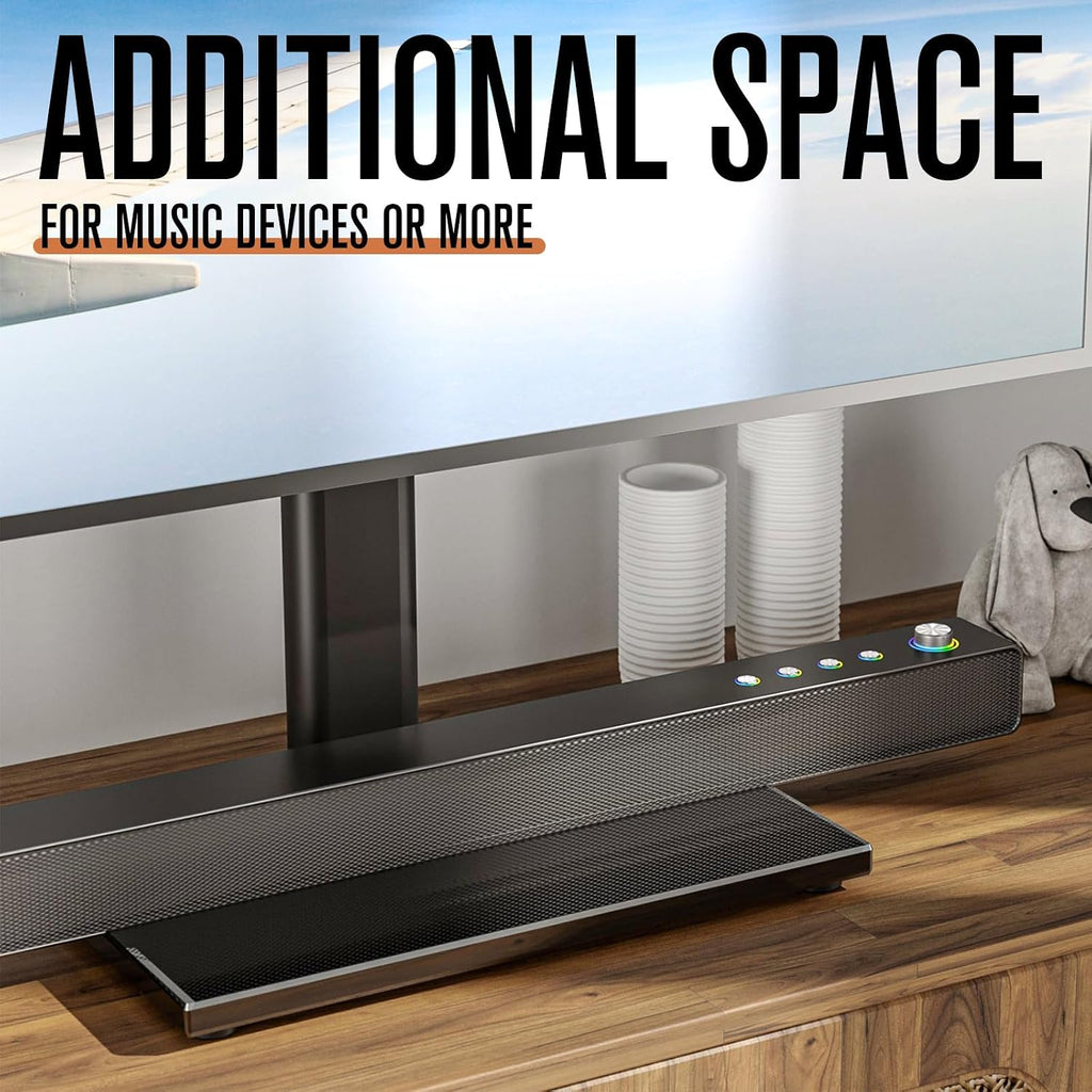 Universal Swivel TV Stand - Table Top TV Stand for 27-60 inch LCD LED TVs - Height Adjustable TV Base Stand with Tempered Glass Base & Wire Management, VESA 400x400mm HT06B-002