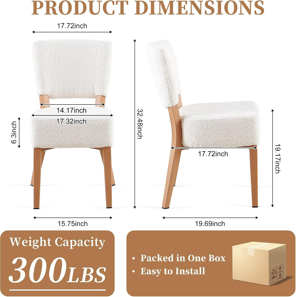 Stackable Dining Chairs Set of 2, Modern Fabric Upholstered Kitchen Side Chai...