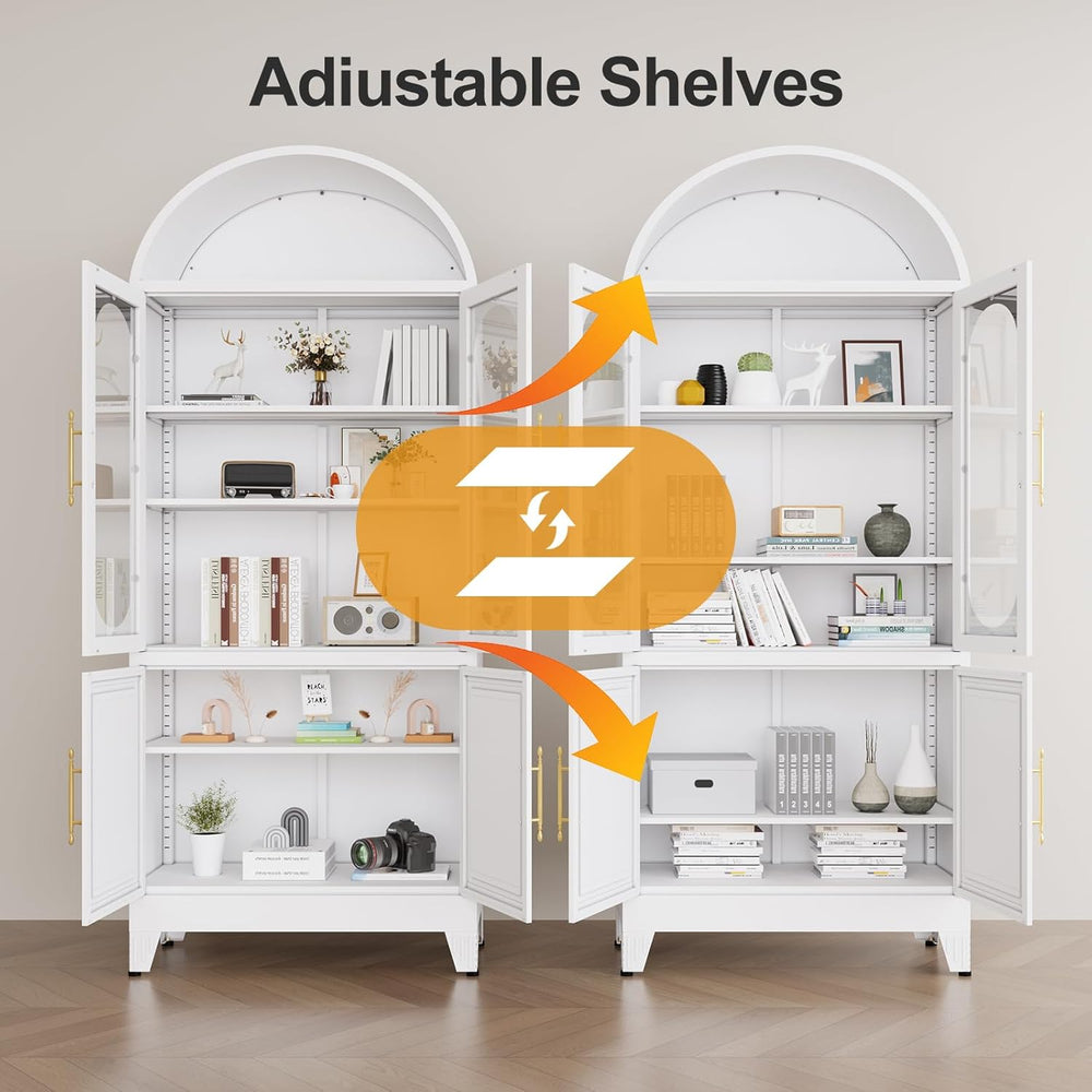 erosoei 73" H Metal Tall Arched Kitchen Pantry Cabinet, Modern Farmhouse...