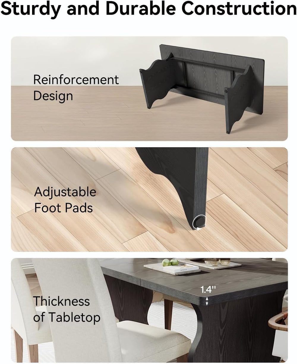 LITTLE TREE Modern Dining Table for 4-6 People, 63 Inch Rectangular Kitchen T...