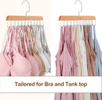 TOPIA HANGER Bra Hanger for Closet, Tank Top Hangers 20 Hooks Capacity Foldable Wood Space Saving Hangers Closet Organizer for Bra, Tank Top, Scarf, Belt, Tie, Hoodie etc - CT46N