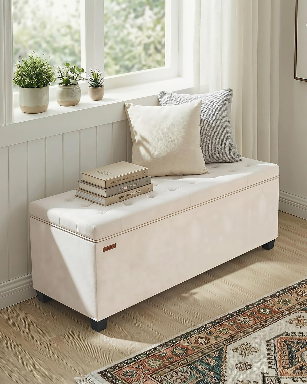 ABHENG Velvet Storage ottoman bench with legs,43.5”W x 15.7”D x 15.7”H,metal ...