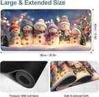 Six Snowmen Gaming Mouse Pad 35.4"x15.7"Desk Mat Anti-Slip Rubber Base & Durable Stitched Edges for Gamers Smooth Mouse Writing Surface for Desk Office/Home
