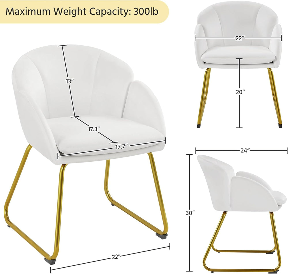 Yaheetech Modern Velvet Vanity Chair Armchair, Flower Shaped Makeup Chair wit...