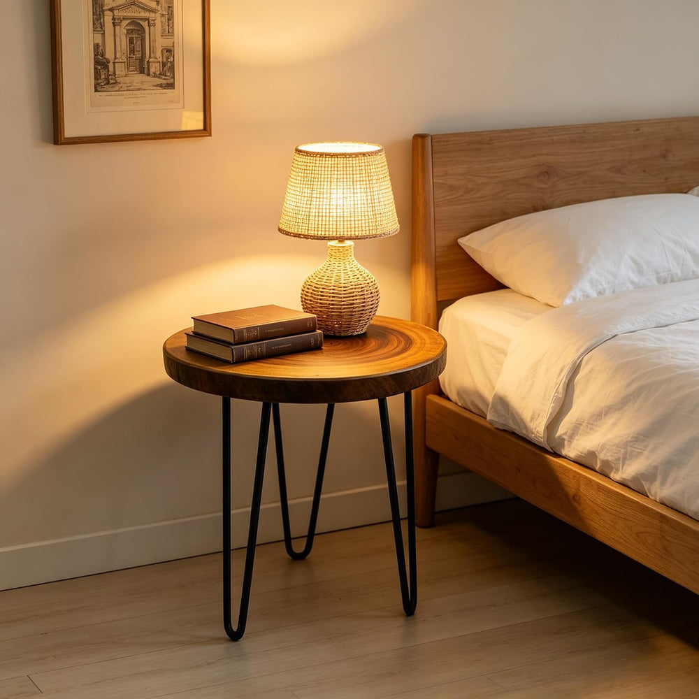 Live Edge End Table, About 15-18" W x 17" H Natural Edge Camphor Wo...