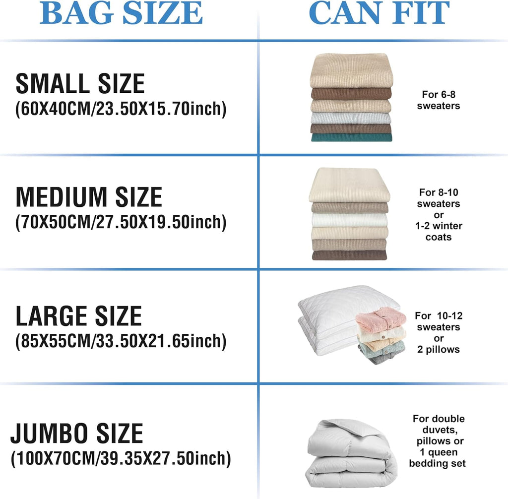 Vacuum Storage Bags with Electric Pump, 15 Large Space Saver Vacuum Seal Bags with Pump, Vacuum Sealer Compression for Clothes, Comforters, Blankets, Bedding