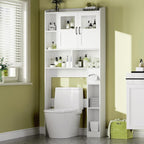 Over Toilet Storage Cabinet, 67 Inch Wall Mounted Tall Cabinet, Freestanding Bathroom Organizer Shelf for Bathroom, Restroom, Laundry, White
