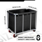 Commercial Laundry Cart with Wheels, 11.35 Bushel Large Laundry Tumbler with Removable Waterproof Canvas Lined Basket, Heavy Duty Stainless Steel Laundry Basket for Hotels and Hospitals