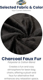 ULTIMATE SACK 6000 6-Foot Bean Bag Chair, Charcoal Fur Cover – Oversized Foam Lounger, Floor Seat, Small Sofa, or Couch Bed for Living Area, Gaming Room, or Reading Lounge