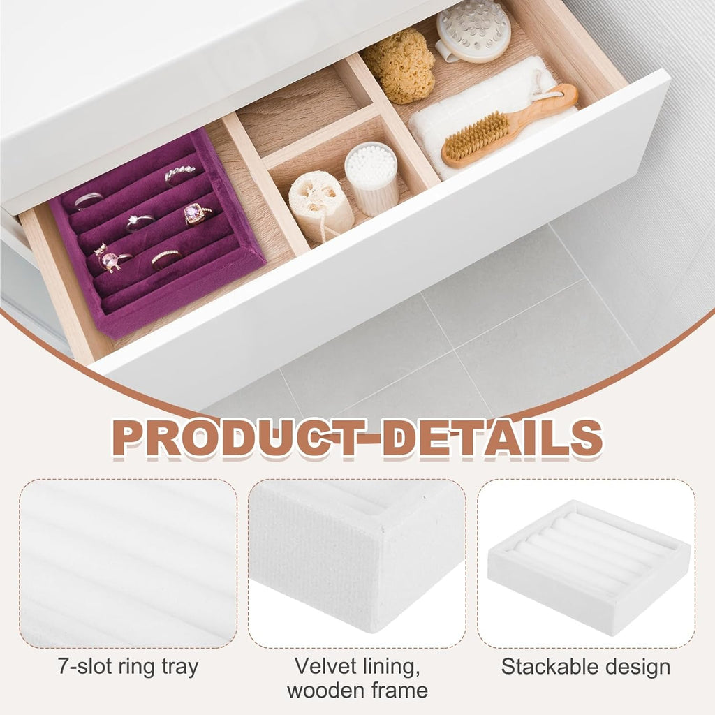 uxcell Stackable Jewelry Storage Tray, Jewelry Tray Drawer Organizer, Small Display Box for Earrings, Necklaces, Rings and Bracelets, White