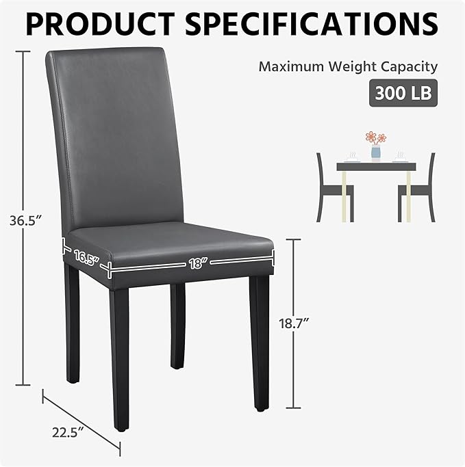 Yaheetech Dining Chairs Set of 2 Faux Leather Modern Dining Room Chairs with ...