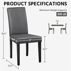 Yaheetech Dining Chairs Set of 2 Faux Leather Modern Dining Room Chairs with Rubberwood Legs and Padded Seat for Kitchen/Living Room/Restaurant, Dark Gray