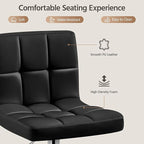 Yaheetech Bar Stools Set of 4, PU Leather Swivel Barstools, Height Adjustable Counter Chairs with Back for Bar Kitchen Island Dining Room, 300lb Capacity, Black