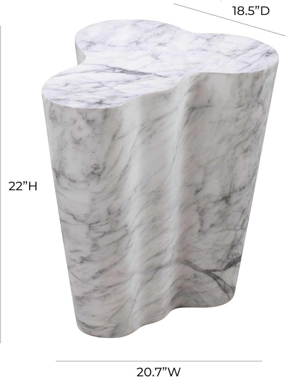 First of a Kind Tall Side Table in White Marble Concrete