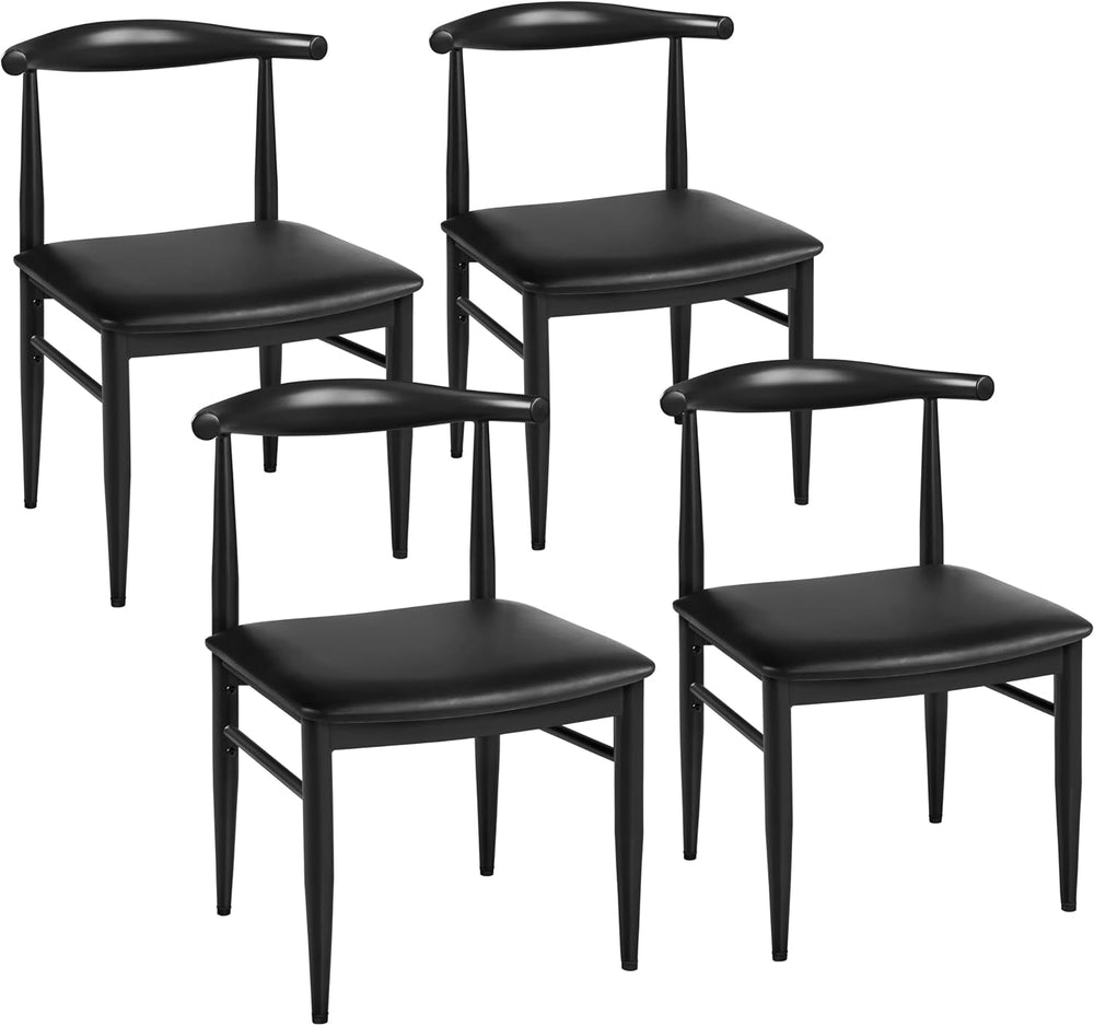 Yaheetech Mid Century Modern Dining Chairs Set of 4 Metal Legs Black Chair