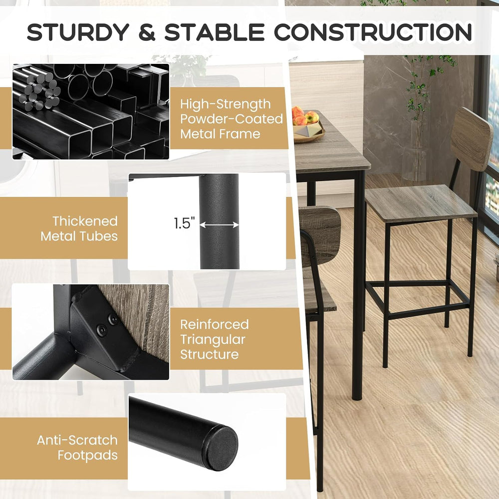 GIANTEX 5-Piece Dining Table Set W/Counter Height Table & 4 Bar Stools, M...