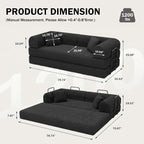 79" Convertible Sofa Bed, Futon Sleeper Sofa,Boneless Couch for Living Room | Corduroy Futon Sofa Bed, Modular Floor Couch with Pocket Springs and 2 Pillows, Couch Bed No Assembly | Black