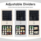 Shoe Organizer Box 2 Pack, Shoe Storage Organizer with Clear Cover, Adjustable Dividers Fits 16-32 Pairs, Fabric Shoe Organizer for Closet, Black