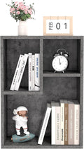 VECELO Small Bookshelf, 3 Cube Shelf, Fits Tallest Hardcovers, Horizontal Available, Short Bookcase for Small Spaces,Modern Gray